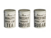 Mason Cash Baker Lane Storage Tins (1.7 litres / 57fl oz / 1.5 Quarts) set of 3 - Tea, Coffee, Sugar